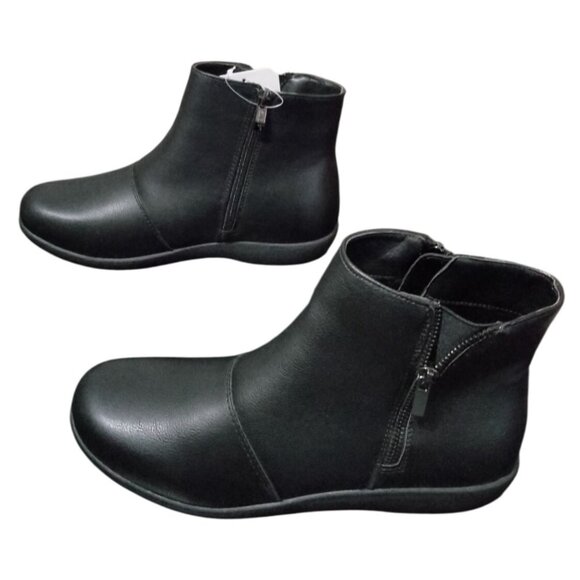 Suedi Size 10 Ankle Boots Short Black Synthetic Leather Side Zipper Closure - Picture 5 of 10